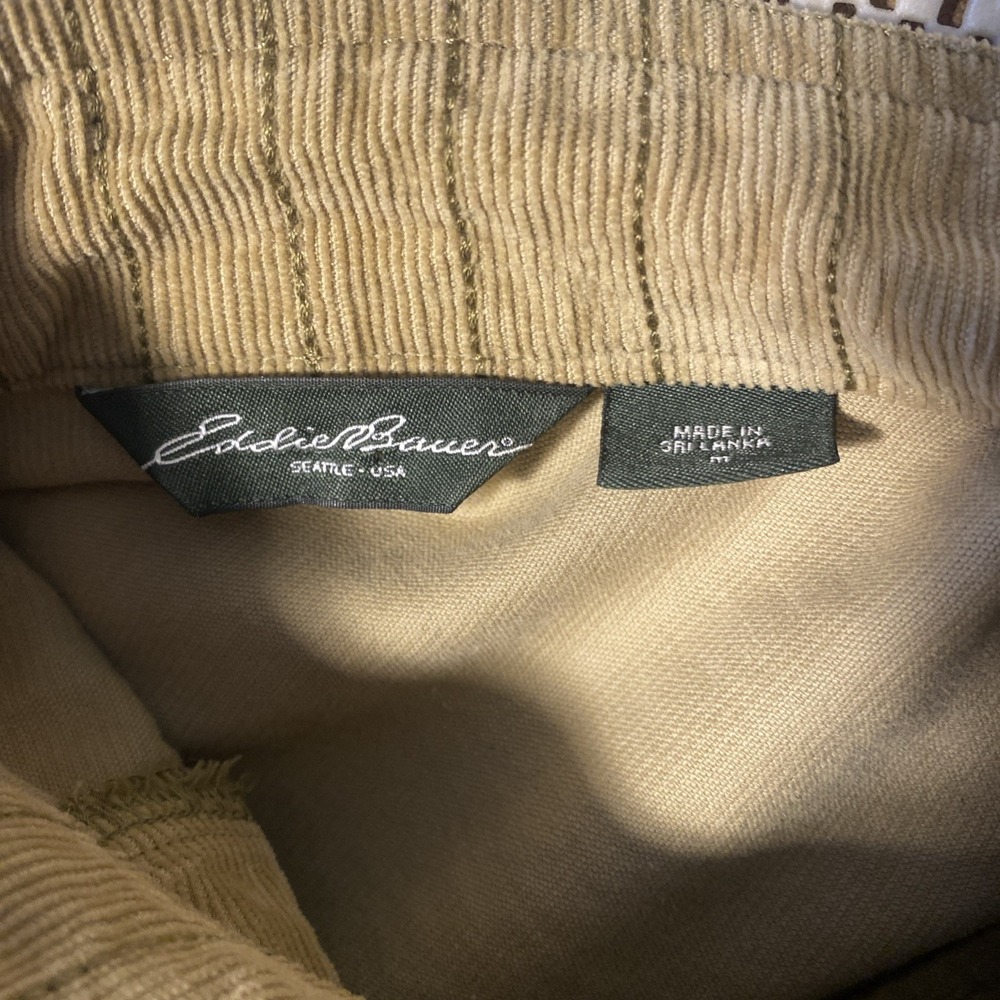 Eddie Bauer Corduroy Jacket Womens Medium Green‎ Button Pockets Stretch Shacket - Picture 5 of 6